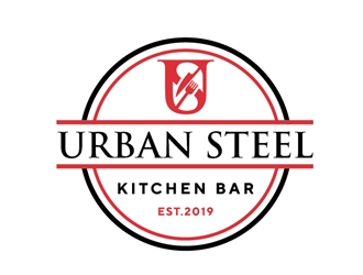 Urban Steel Kitchen   Bar logo design by Roma