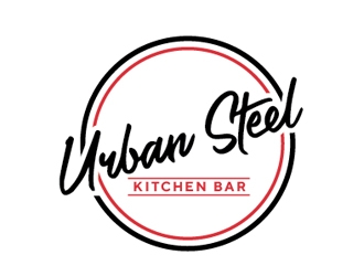 Urban Steel Kitchen   Bar logo design by Roma