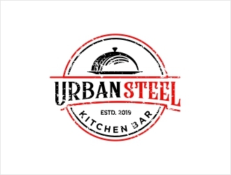Urban Steel Kitchen   Bar logo design by Shabbir