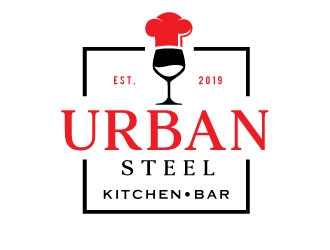 Urban Steel Kitchen   Bar logo design by Conception