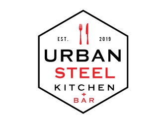 Urban Steel Kitchen   Bar logo design by Conception