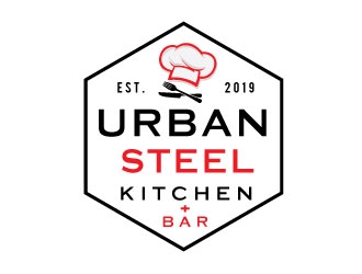 Urban Steel Kitchen   Bar logo design by Conception
