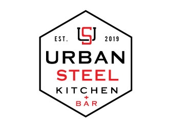 Urban Steel Kitchen   Bar logo design by Conception