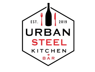 Urban Steel Kitchen   Bar logo design by Conception