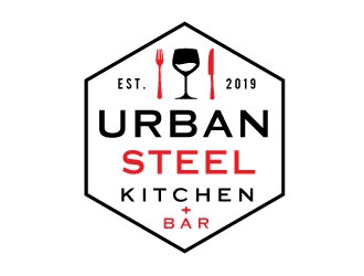 Urban Steel Kitchen   Bar logo design by Conception