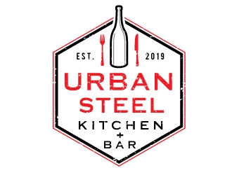 Urban Steel Kitchen   Bar logo design by Conception