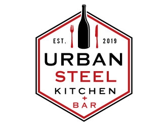 Urban Steel Kitchen   Bar logo design by Conception