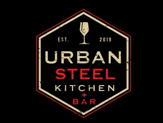 Urban Steel Kitchen   Bar logo design by Conception
