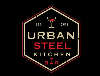 Urban Steel Kitchen   Bar logo design by Conception
