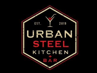 Urban Steel Kitchen   Bar logo design by Conception
