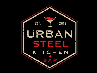 Urban Steel Kitchen   Bar logo design by Conception