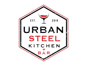 Urban Steel Kitchen   Bar logo design by Conception
