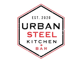 Urban Steel Kitchen   Bar logo design by Conception
