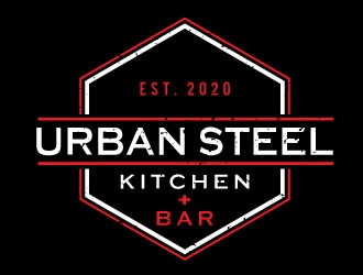 Urban Steel Kitchen   Bar logo design by Conception