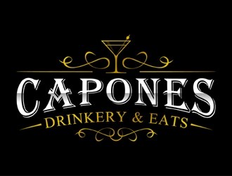 CAPONES DRINKERY & EATS logo design by MAXR