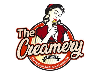 The Creamery Old Fashion Soda & Ice Cream Bar logo design by DreamLogoDesign