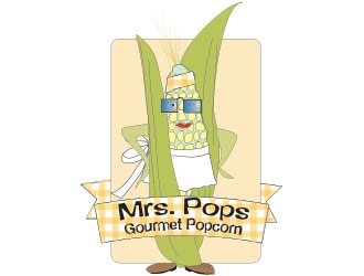 Mrs. Pops Gourmet Popcorn logo design by not2shabby
