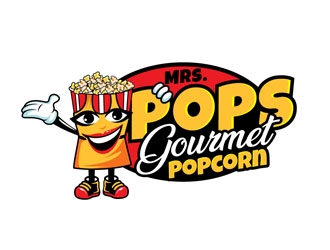 Mrs. Pops Gourmet Popcorn logo design by DreamLogoDesign