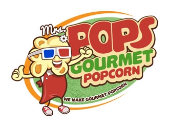 Mrs. Pops Gourmet Popcorn logo design by DreamLogoDesign