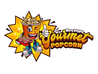 Mrs. Pops Gourmet Popcorn logo design by DreamLogoDesign