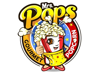 Mrs. Pops Gourmet Popcorn logo design by veron