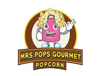 Mrs. Pops Gourmet Popcorn logo design by PrimalGraphics