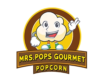 Mrs. Pops Gourmet Popcorn logo design by PrimalGraphics