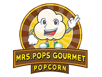 Mrs. Pops Gourmet Popcorn logo design by PrimalGraphics