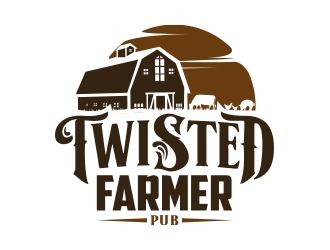 Twisted Farmer Pub logo design by Eliben