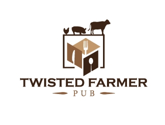 Twisted Farmer Pub logo design by Marianne