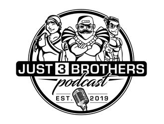 Just 3 Brothers Podcast logo design by DreamLogoDesign