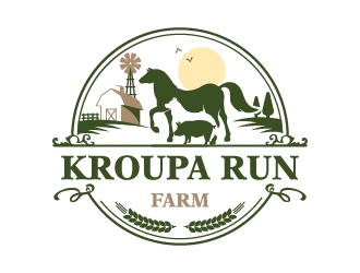 Kroupa Run Farm logo design by Anizonestudio