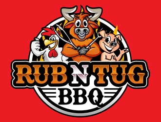 Rub N Tug BBQ logo design by DreamLogoDesign