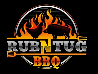 Rub N Tug BBQ logo design by DreamLogoDesign