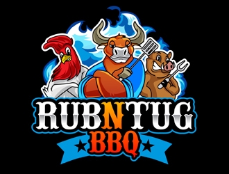 Rub N Tug BBQ logo design by DreamLogoDesign