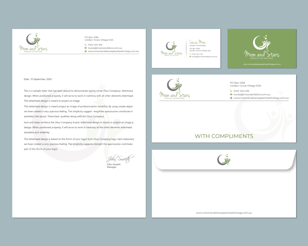 Moon and Stars Speech Pathology logo design by Boomstudioz