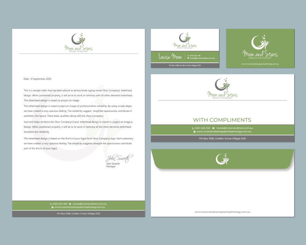 Moon and Stars Speech Pathology logo design by Boomstudioz