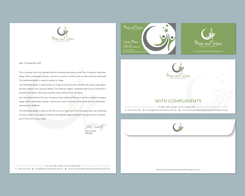 Moon and Stars Speech Pathology logo design by Boomstudioz