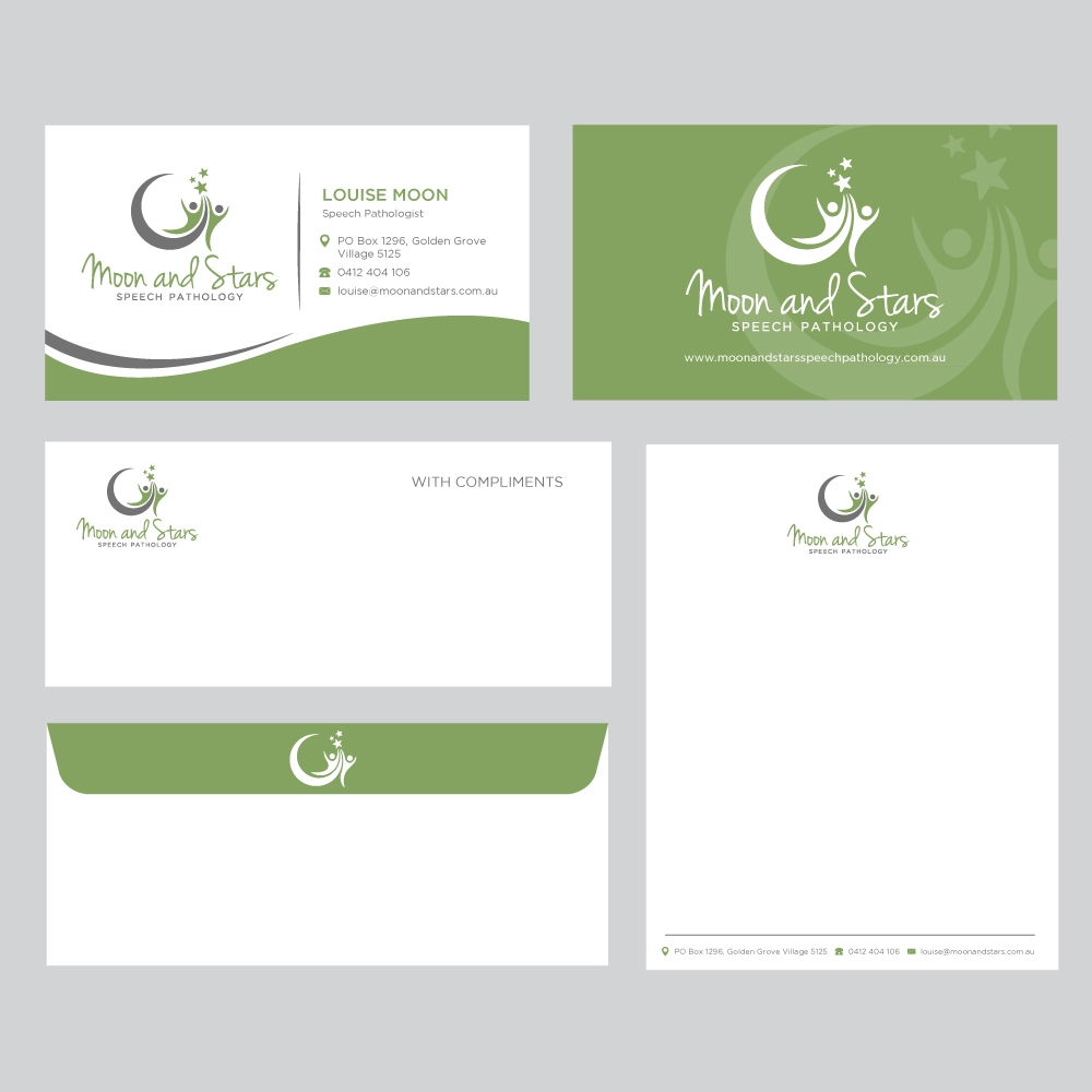 Moon and Stars Speech Pathology logo design by labo