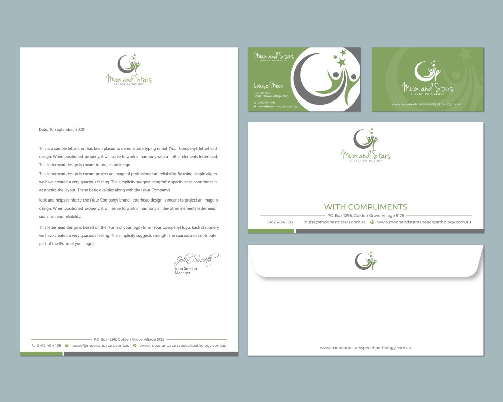 Moon and Stars Speech Pathology logo design by Boomstudioz