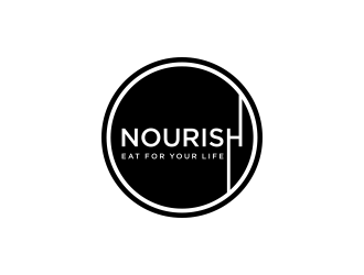 Nourish. Eat for your life logo design by p0peye