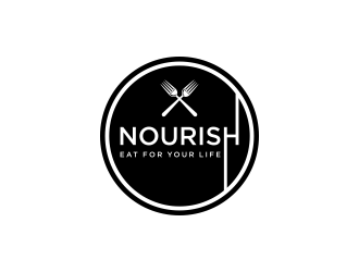 Nourish. Eat for your life logo design by p0peye