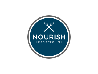 Nourish. Eat for your life logo design by p0peye