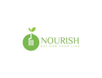 Nourish. Eat for your life logo design by N3V4