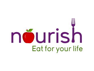 Nourish. Eat for your life logo design by aldesign