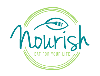 Nourish. Eat for your life logo design by akilis13
