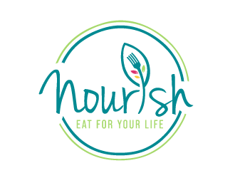 Nourish. Eat for your life logo design by akilis13