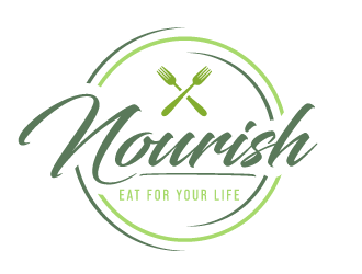 Nourish. Eat for your life logo design by akilis13