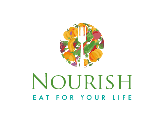 Nourish. Eat for your life logo design by PRN123