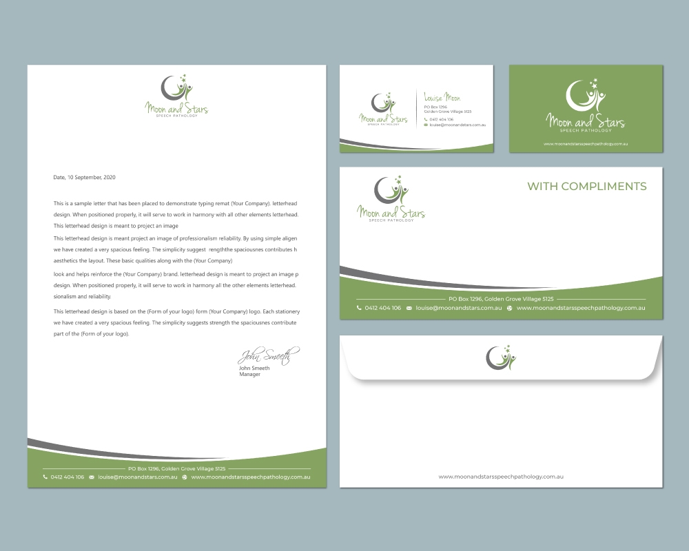 Moon and Stars Speech Pathology logo design by Boomstudioz